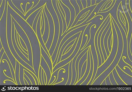 Abstract creative decorative grey and yellow color floral design. Vector illustration.
