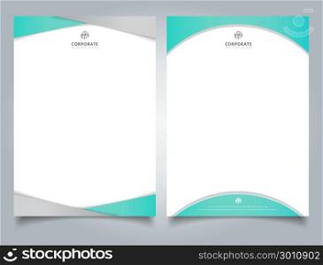 Abstract creative letterhead design template light blue color geometric triangle and curve shape overlay on white background. Vector illustration