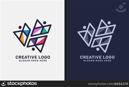 Abstract Creative People Logo Design with Fun Colorful Concept. Usable for Business Brand, Group, Community, Foundation and Company.
