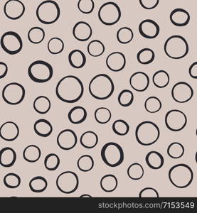 Abstract creative seamless pattern with circle round shapes elements. Hand drawn simple design texture with chaotic shapes. Simple design for fabric, textile print, wrapping paper, children textile.. Abstract creative seamless pattern with circle round shapes elements.