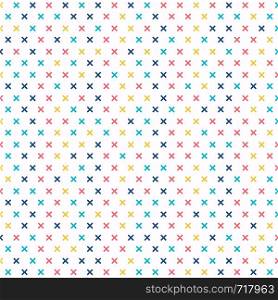Abstract cross pattern colorful on white background. Geometric memphis plus signs. Vector illustration