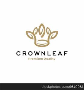 Abstract crown logo with leaf Royalty Free Vector Image