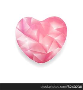 Abstract Crystal Heart With Twinkle On A White Background