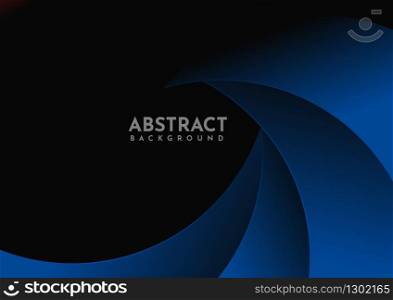 Abstract curve blue overlap on black background.You can use for template brochure design. poster, banner web, flyer, etc. Vector illustration
