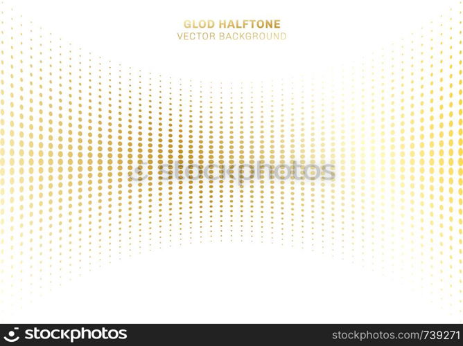 Abstract curve gold dots pattern halftone on white background luxury style elements. Vector illustration