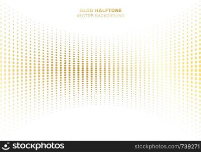 Abstract curve gold dots pattern halftone on white background luxury style elements. Vector illustration