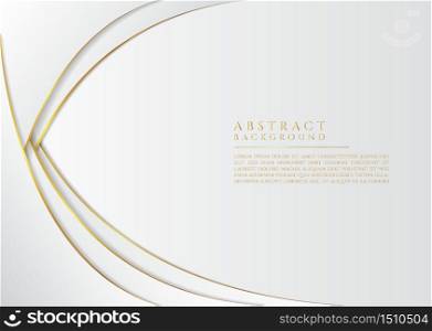 Abstract curve shape luxury design white color clean styel gold metallic. vector illustration.