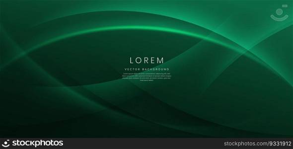 Abstract curved green shape on green background with copy space for text. Luxury design style. Vector illustration