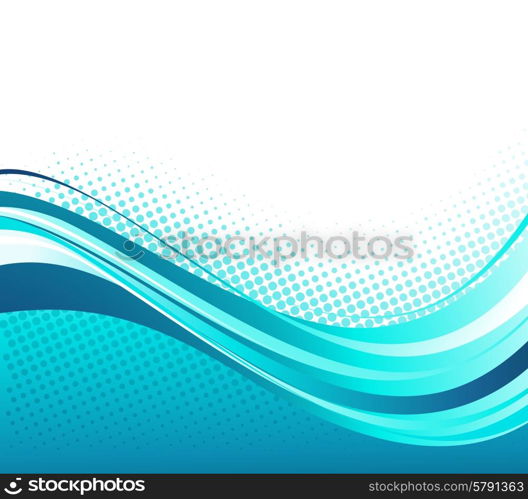 Abstract curved lines background. Template brochure design. Vector Abstract blue color curved lines background with halftone. Retro Template brochure design
