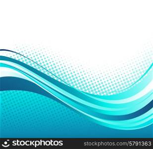Abstract curved lines background. Template brochure design. Vector Abstract blue color curved lines background with halftone. Retro Template brochure design