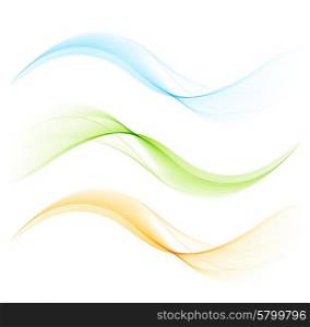 Abstract curved lines background. Template brochure design. Vector Abstract color curved lines background. Template brochure design. Set of Smoke lines