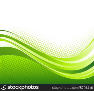 Abstract curved lines background. Template brochure design. Vector Abstract green color curved lines background with halftone. Retro Template brochure design