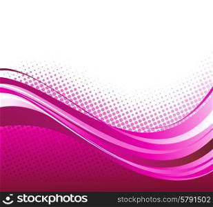 Abstract curved lines background. Template brochure design. Vector Abstract pink color curved lines background with halftone. Retro Template brochure design