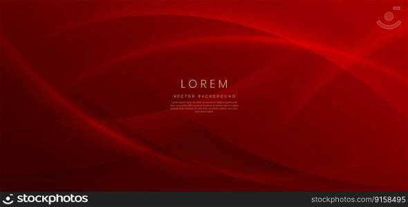 Abstract curved red shape on red background with©space for text. Luxury design sty≤. Vector illustration