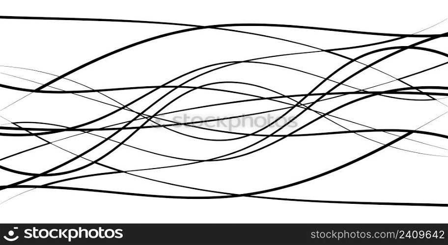 Abstract curved waves, black graceful lines stripes stock illustration