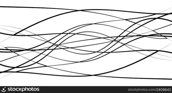 Abstract curved waves, black graceful lines stripes stock illustration