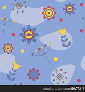 Abstract Cute Background Flower Seamless Pattern Vector Illustration