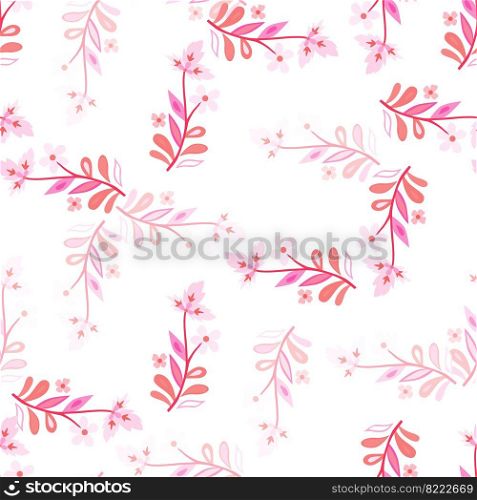 Abstract cute leaves and flower seamless pattern. Beautiful floral wallpaper. Cute plants endless backdrop. Design for fabric, textile print, wrapping paper, cover. Vector illustration. Abstract cute leaves and flower seamless pattern. Beautiful floral wallpaper. Cute plants endless backdrop.