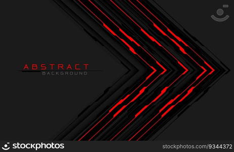 Abstract cyber circuit red black arrow direction geometric on grey blank space design modern futuristic technology creative background vector