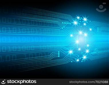 Abstract cyber hi speed digital technology, cyber security concept background, vector illustration.