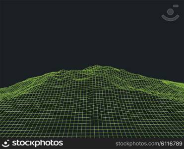 Abstract Cyberspace Grid Landscape Background. Abstract cyberspace landscape background. Cyberspace grid. 3d technology cyberspace grid. Light technology background for computer graphic. Futuristic technology. Three-dimensional abstract vector