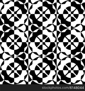 Abstract Damask Ornament. Vector Seamless Background. Regular Black and White Texture
