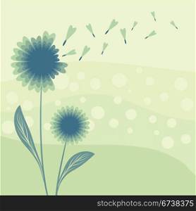 Abstract dandelion scene. | Vector illustration.