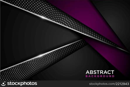 Abstract Dark Background Combined with Modern Purple Shape and Silver Lines. Graphic design Element.