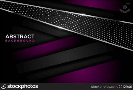 Abstract Dark Background Combined with Modern Purple Shape and Silver Lines. Graphic design Element.