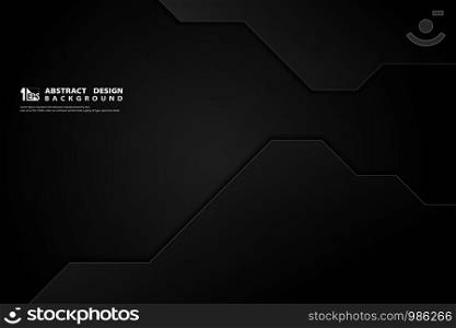 Abstract dark black technology overlap design background. You can use for ad, poster, artwork, template design. illustration vector eps10