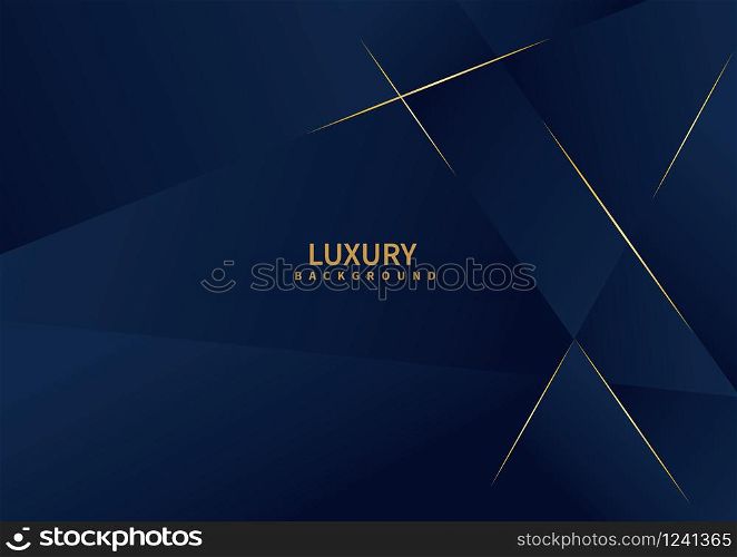Abstract dark blue background with golden line luxury. Vector illustration