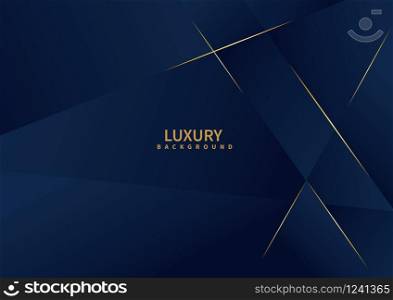 Abstract dark blue background with golden line luxury. Vector illustration