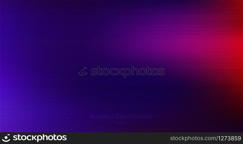 Abstract dark blue blurred background red lighting with horizontal lines surface. Vector illustration