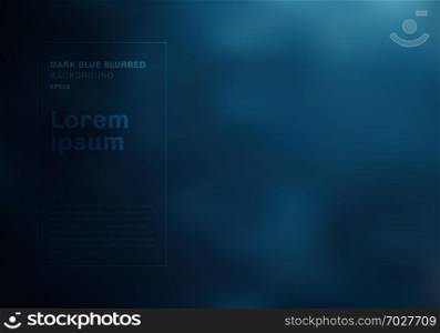 Abstract dark blue blurred background with smoke, fog, dust. Cloudy in night sky. Night club space. Vector illustration