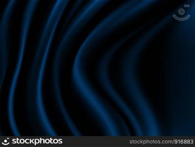 Abstract dark blue fabric satin wave luxury background vector illustration.