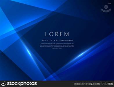 Abstract dark blue geometric overlapping background with blue light effect and space for your text. technology concept. Vector illustration