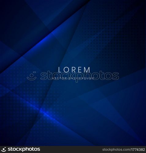 Abstract dark blue geometric overlapping background with red light and space for your text. technology concept. Vector illustration