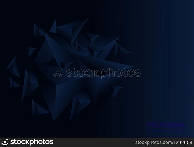 Abstract dark blue geometric polygonal background. You can use for template brochure design. poster, banner web, flyer. Vector illustration