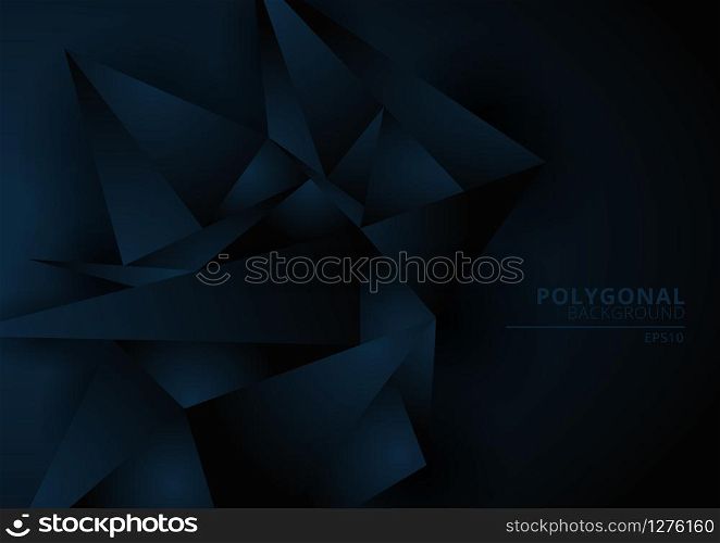 Abstract dark blue geometric polygonal form background with space for your text. Low poly triangles pattern. Vector illustration