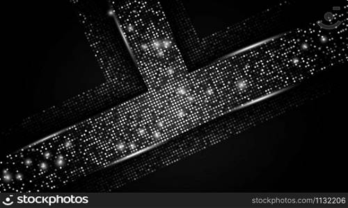 Abstract dark blue overlapping background a combination with light and glitters silver. Luxury and modern paper cover background for use frame, cover, banner, corporate, card. Abstract dark blue overlapping background a combination with light and glitters silver.