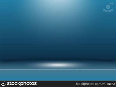 Abstract dark blue studio background with lighting on stage. Vector illustration