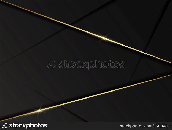 Abstract dark design geometric background decor golden lines with copy space for text. Luxury style. Vector illustration.