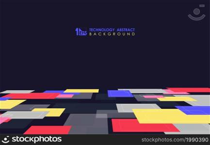 Abstract dark geometric pattern design of square style template. Overlapping artwork design background. Illustration vector