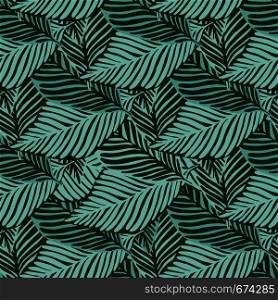 Abstract dark green jungle print. Exotic plant. Tropical pattern, palm leaves seamless vector floral background.. Abstract dark green jungle print. Exotic plant. Tropical pattern,