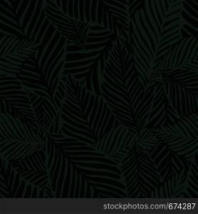 Abstract dark green jungle print. Exotic plant. Tropical pattern, palm leaves seamless vector floral background.. Abstract dark green jungle print. Exotic plant. Tropical pattern,
