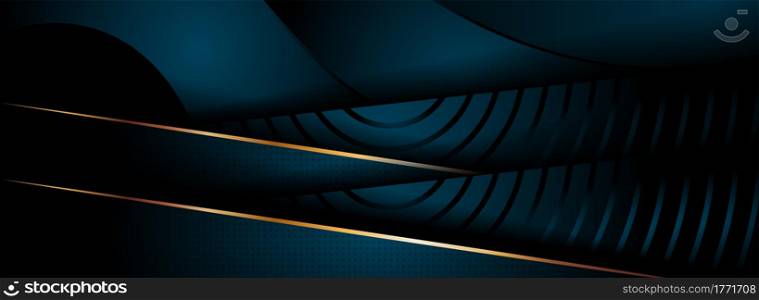 Abstract Dark Green with Mysterious Dynamic Shape and Golden Lines Element. Graphic Design Element.