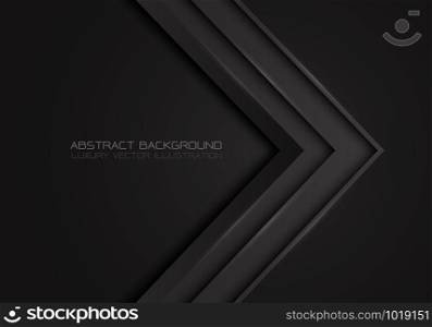 Abstract dark grey arrow metallic direction on black design modern luxury futuristic background vector illustration.