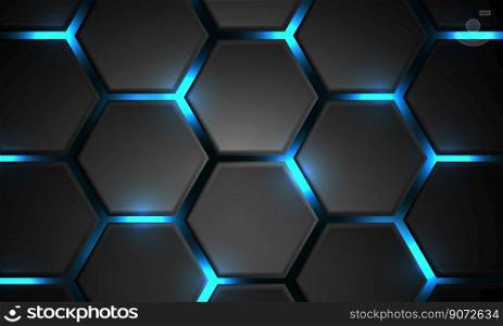 Abstract dark grey blue light technology futuristic hexagon geometric design modern background vector