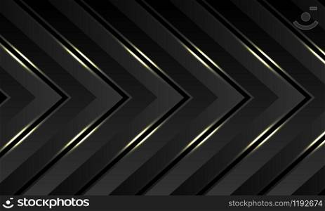 Abstract dark grey gold light arrow pattern direction design modern luxury futuristic background vector illustration.