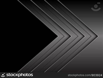 Abstract dark grey metallic arrow direction overlap with black blank space design modern futuristic background vector illustration.